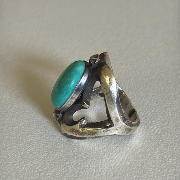 Native American Sterling Silver and Turquoise Ring size 9.5